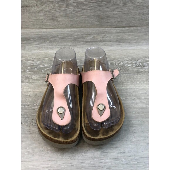 Birkenstock Betula Womens Sandal Pink Leather Cork Orthopedic Slip On Arch Shoes - Picture 2 of 6